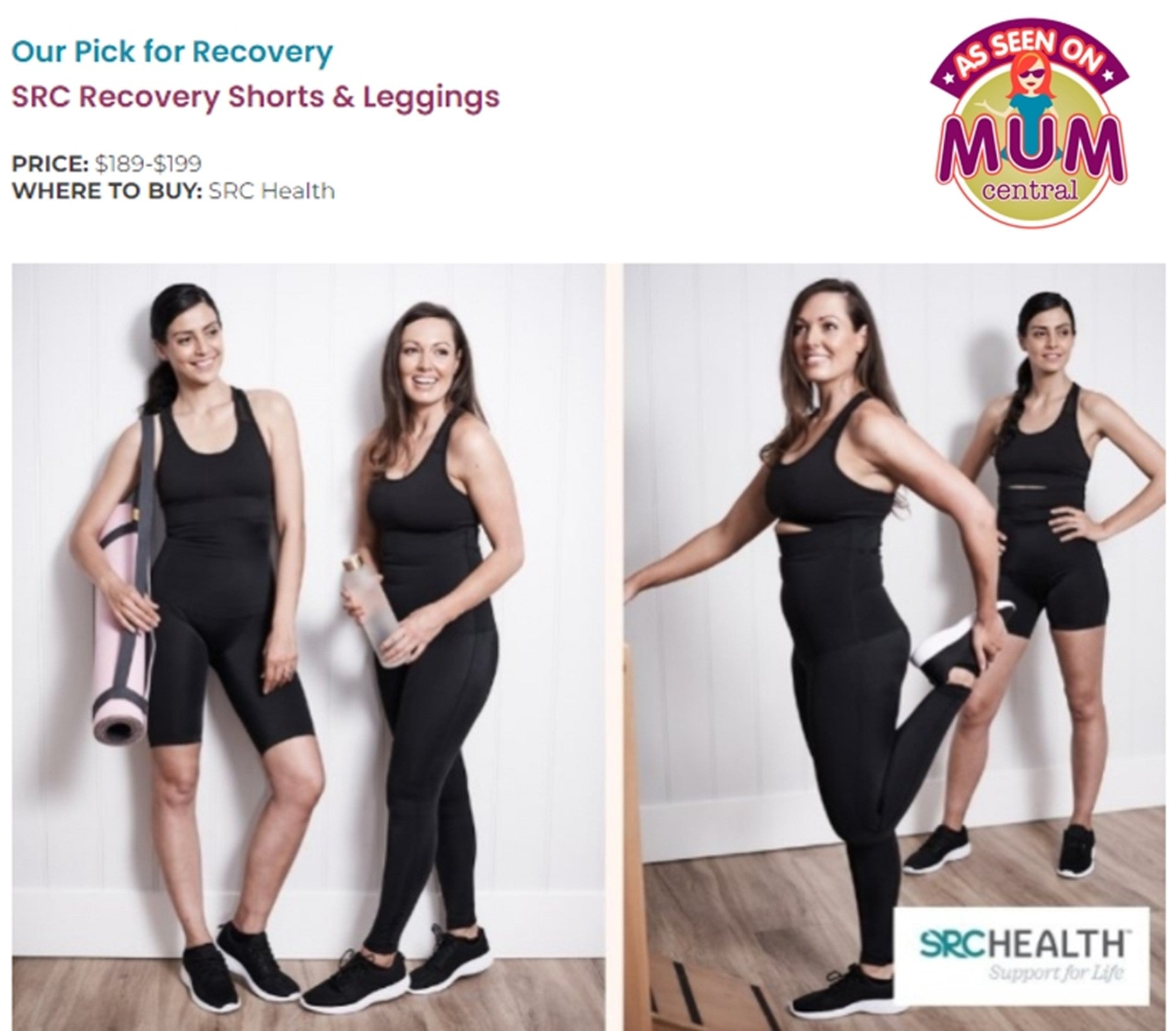 SRC Recovery garments make the list of “Best Maternity Clothes 2022: 11 Gorgeous Must-Haves for Your Growing Bump” by Mum Central” | SRC Health