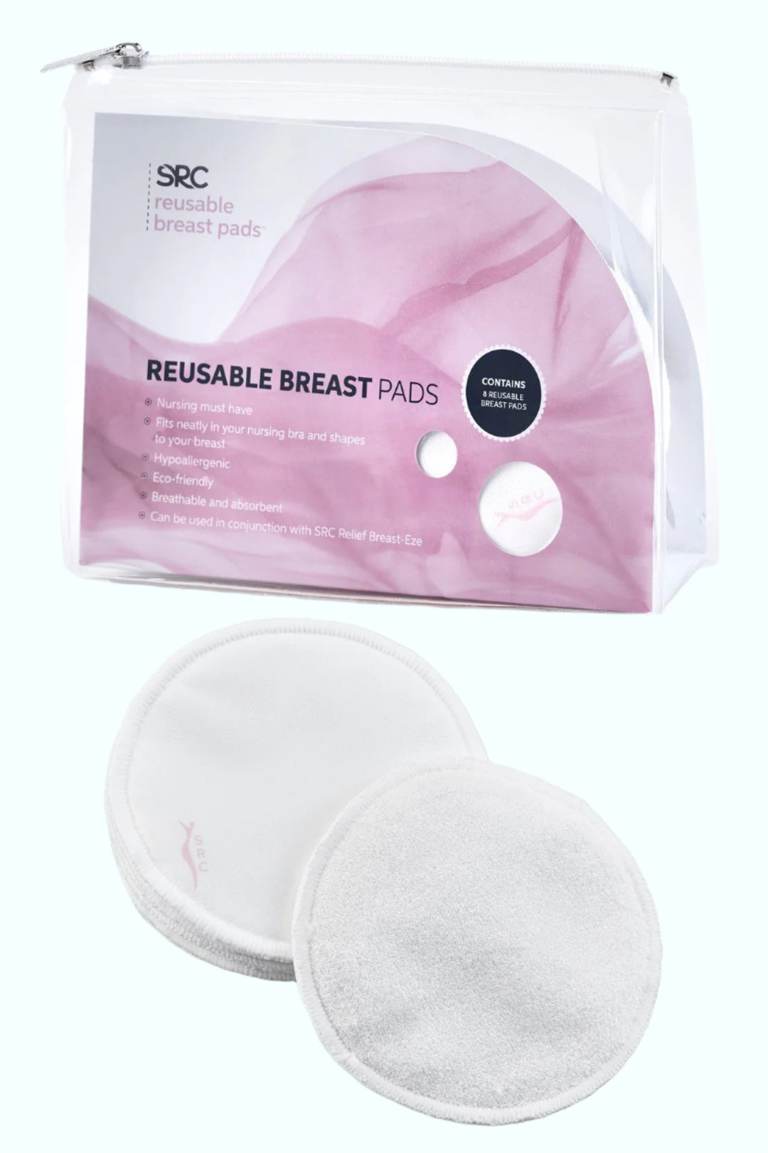 SRC Reusable Bamboo Breast Pads - 8 pack